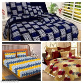 Polycotton geometric-patterned king size(90x90) bedsheets set, ideal for AC rooms, from semwal Creations GALACE combo with 6 pillow covers